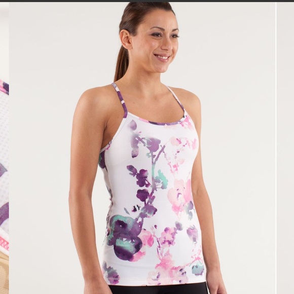 Lululemon Womens Tank Top Power Y Built In Shelf Bra Racerback Blurred Blossom 4 - Picture 2 of 16